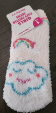 GIRLS COZY CRITTER SOCKS 1 Pair Shoe Size 7-3 Clouds Rainbows NEW WITH TAG