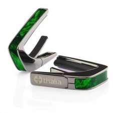 Thalia Exotic Shell Collection Black Chrome Finish Guitar Capo, Green Angel Wing
