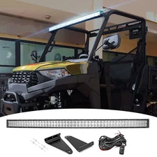 Curved 52'' LED light Bar Pop-Up Windshield Mount Fit Polaris Ranger 570 XP 1000