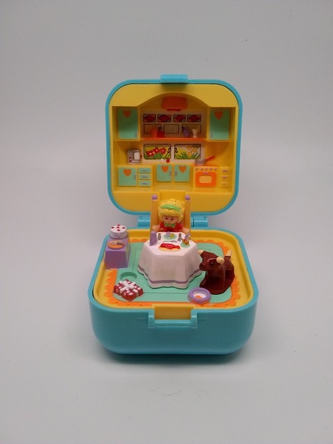 Vintage Polly Pocket 1991 Turquoise Dinnertime Ring Box Complete Set by Bluebird | eBay