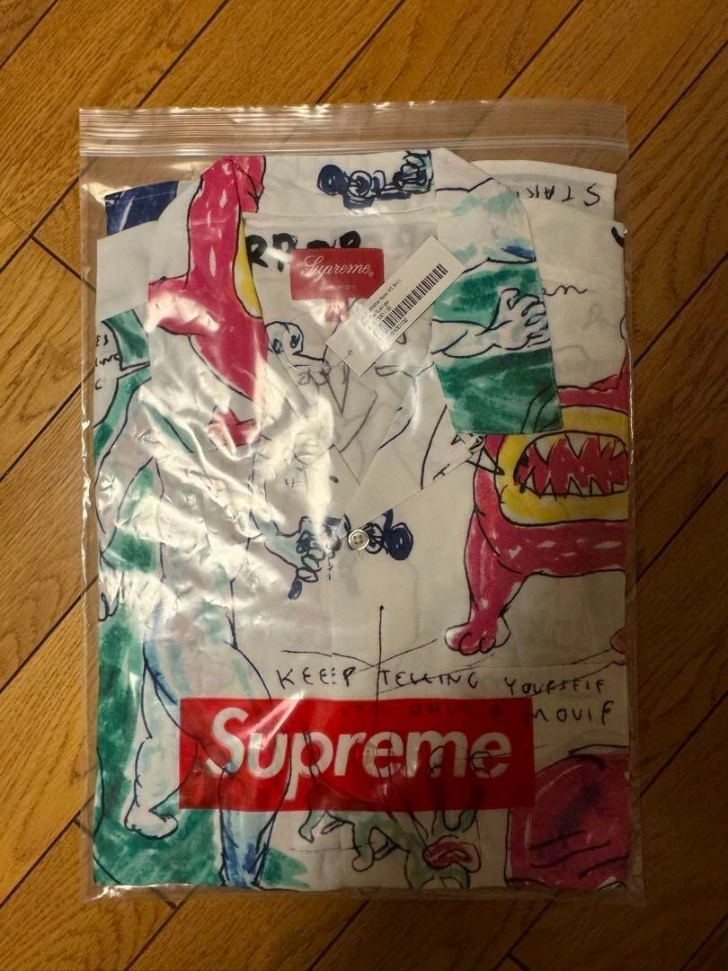 Chemises Supreme Daniel Johnston couleur blanc taille L motif complet manches courtes hauts