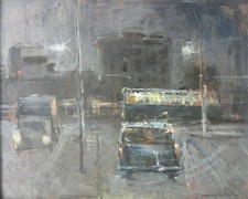 Franco Mazzucchetti (Sanremo 1935-Milano 1996) Notturno in periferia OLIO 1969