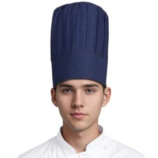  Chef Tall Hat Adjustable Elastic Kitchen Grill BBQ Cooking Chef Cap for Blue