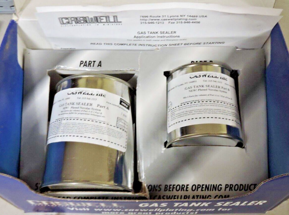 CASWELL GAS TANK SEALER LINER KIT CLEAR EPOXY MOTORCYCLE TO 10 GALLON
