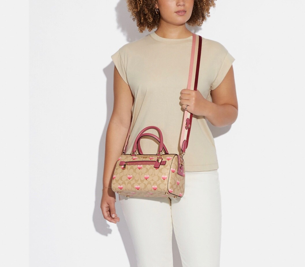 COACH Rowan Satchel In Signature Canvas With Stripe Heart