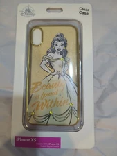Disney Parks D-Tech Belle Beauty & The Beast iPhone XS Clear Case Cover w/ Gems