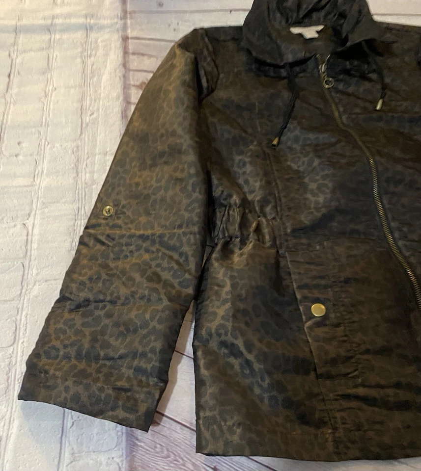 Chaqueta Laura Ashley Mujer Estampado Animal Cremallera Completa Marrón Negro Pequeña Ligera Foto 4 de 4