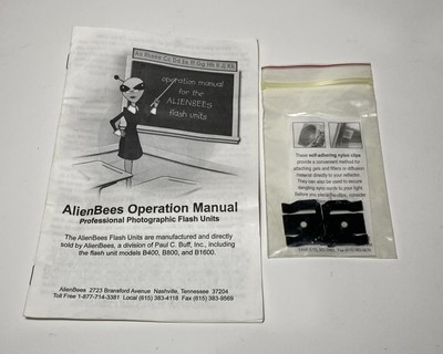 2 New Paul C Buff Self Adhering Black Nylon Clips + Alienbees Manual