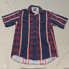 Vintage 90s Wrangler Western Brushpopper Shirt Aztec Pearl Snap Shirt USA Medium