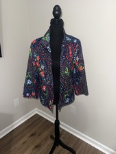 Alfred Dunner Womens Blazer Jacket Floral Paisley Open Sz 12P Granny Artsy Boho