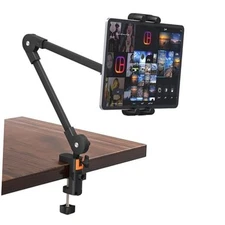 Table Tablet Stand, 360 Swivel Desktop Stand with Adjustable Long Arm, 