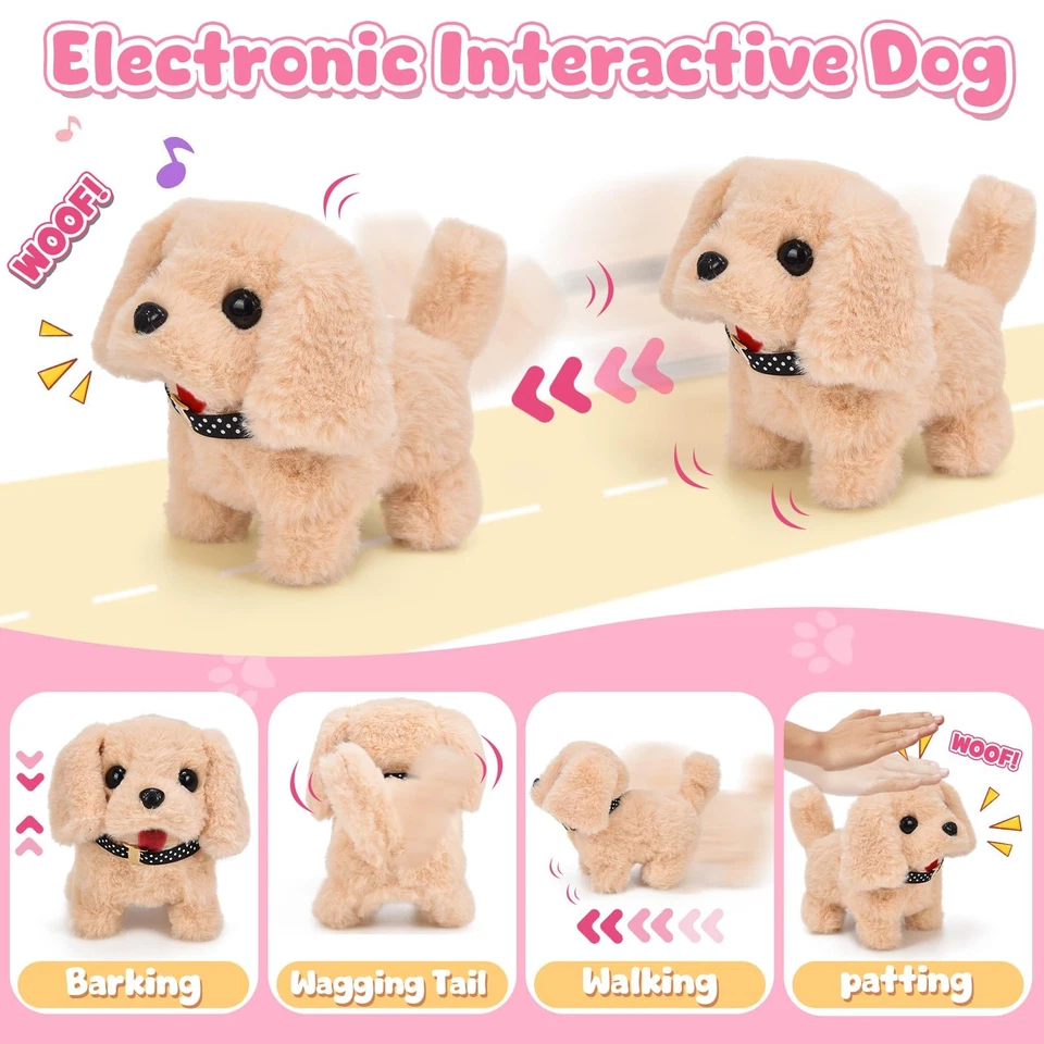 Hund Spielzeug Kinder Interaktives Plüsch Hund mit Leine der Läuft und Bellt ... - Bild 3 von 4