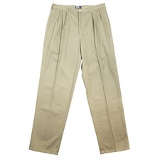 Polo Ralph Lauren Pants Mens 36x34 Khaki Green Pleated Made in USA Vintage Chino