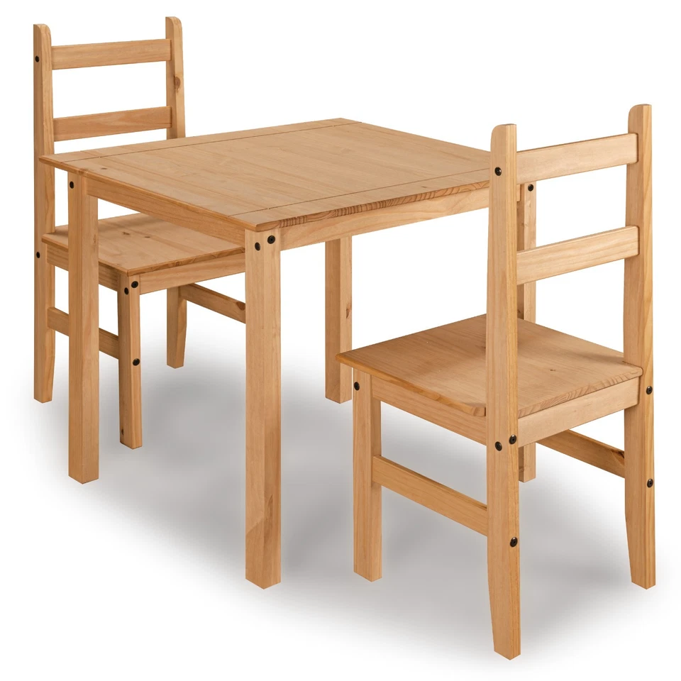 Corona Dining Set 2 Seater Rio Solid Mexican Pine Wood Dining Table 2 Chairs - Image 2 of 4