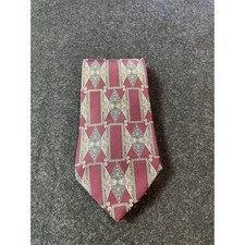 Henry Grethel Mens Burgundy Geometric Italian Silk Necktie Made in USA