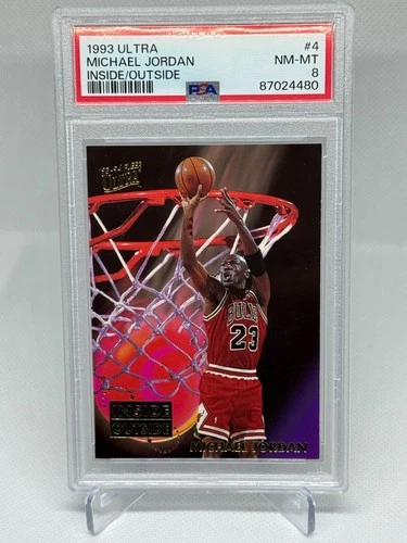 1993 ULTRA BASKETBALL MICHAEL JORDAN INSIDE/OUTSIDE INSERT CARD #4 PSA 8