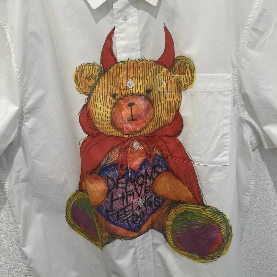 Camisa Teddy Fresh Demons Have Feelings Too blanca con botones para hombre talla XL NUEVA CON ETIQUETAS Foto 4 de 4