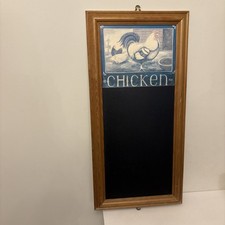Vintage Pine Framed Farmyard Memo Board Chalk Board 26” Country Kitchen Chicken