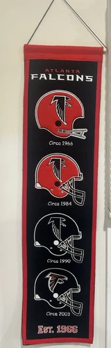 Atlanta Falcons Helmet Evolution Banner – Official NFL Licensed – Est. 1966 