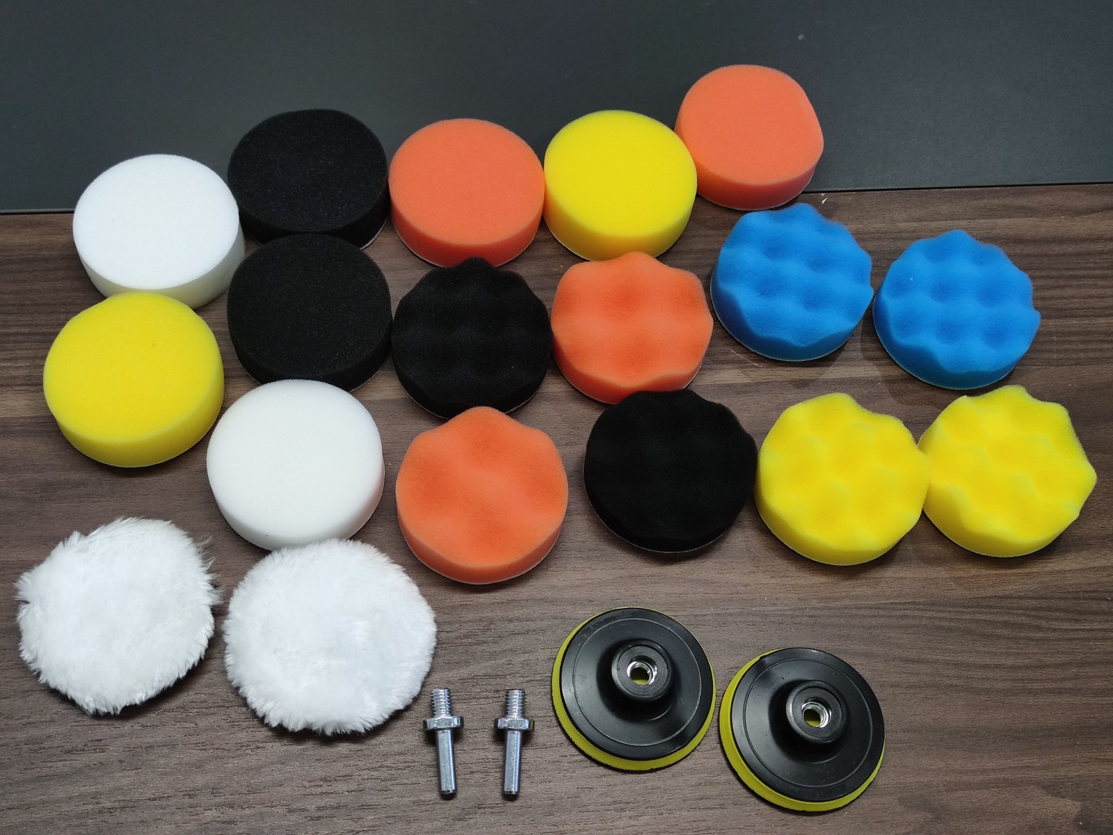 22 3INCH Polishing Pads Sponge Woolen Waxing Buffing Pad Kits M10 Drill Adapter