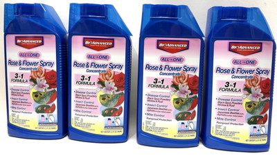 4-PACK of Bioadvanced 3-in-1 Rose and Flower Care Concentrate Spray 32oz  9-14-9