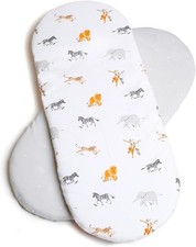 Clair de Lune Jungle Dream 2 Pack Fitted Moses Basket Sheets - 74 x 30 cm