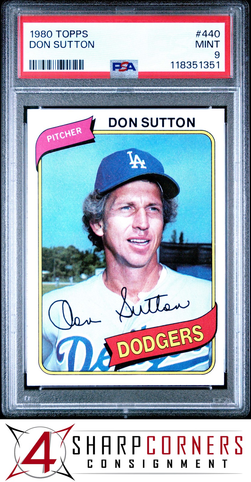 1980 TOPPS #440 DON SUTTON DODGERS HOF PSA 9