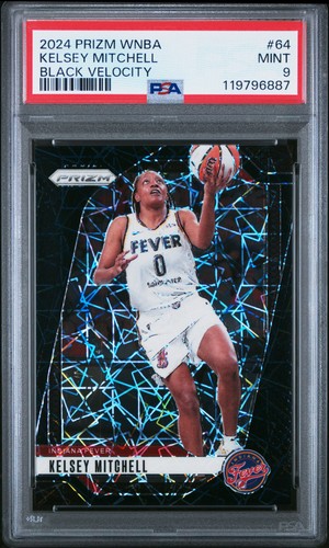 2024 PANINI PRIZM WNBA BLACK VELOCITY #64 KELSEY MITCHELL 7/39 PSA 9