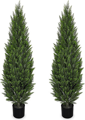 5FT Artificial Cedar Topiary Trees Set of 2   Realistic Faux Cypress