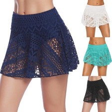 Women Swim Bikini Bottoms Ladies Monokini Beach Lace Shorts Skirt UK8-18