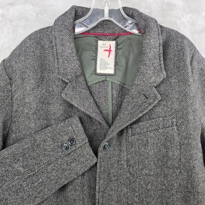 Relwen Size Medium Heritage Trap Blazer Gray Herringbone Wool Jacket NEW