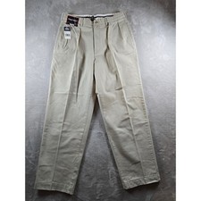 New Vintage Polo Golf Ralph Lauren Chino Pants Mens 34x32 Beige Pleated Read