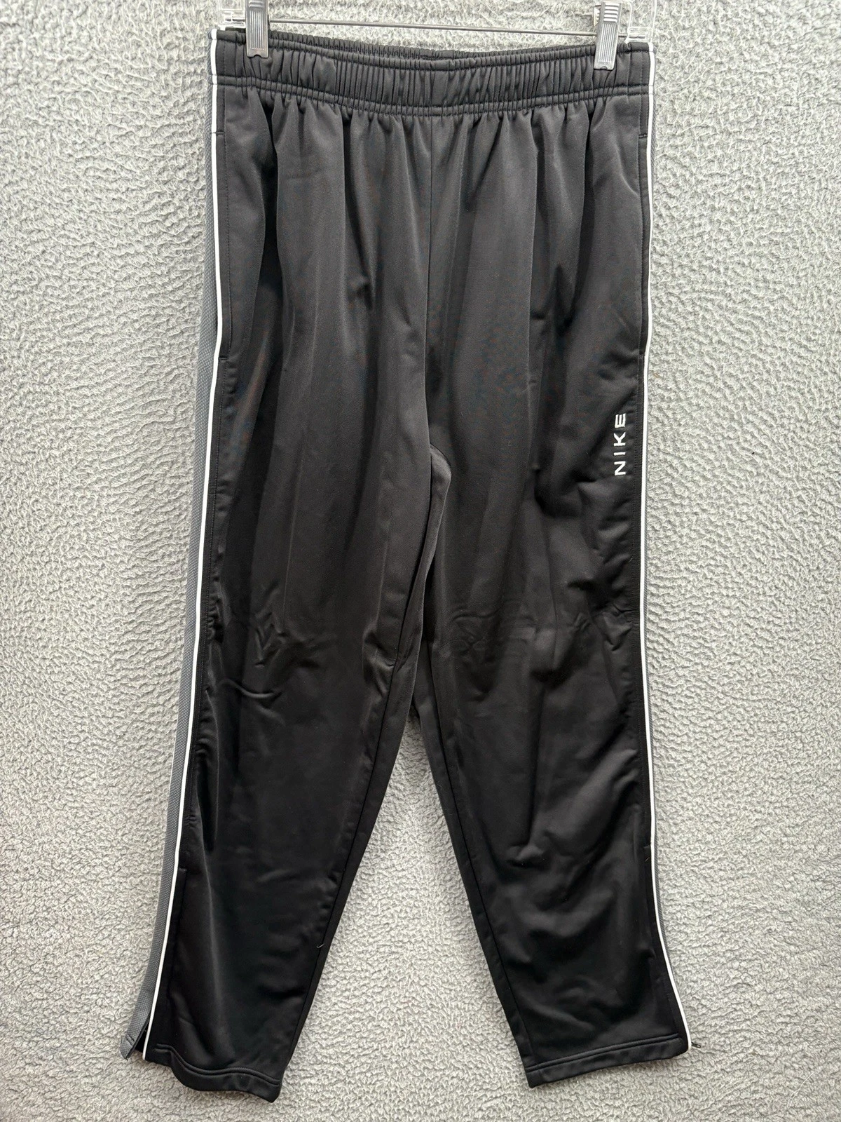 Vintage Nike Pants Mens Large Black Gray White Baggy Zip 90s VTG Sweat Track *