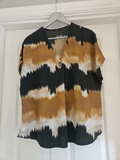 Size 12 Roman black & brown short sleeve lightweight spring summer blouse