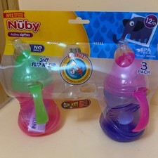 Nuby Active Sipeez 360  Flip-N-Sip Sippy Cups 10oz  BPA-Free  2-Pack New 