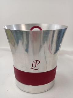Laurent Perrier Champagne Aluminium Ice Bucket Red Handle 10" H x 9" Diameter