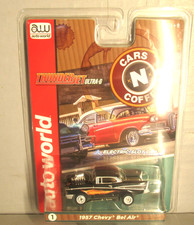 "NEW" AW REL 2 SC392 BLACK FLAMED 1957 CHEVY BEL AIR T JET SLOT CAR