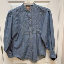 Desert West Vintage Western Button Up Shirt Medium Boot Pinstripe Made In USA