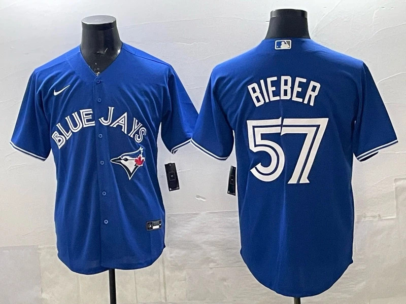 Men's MLB Toronto Blue Jays #57 Shane Bieber Alternate Limited Jersey - Royal