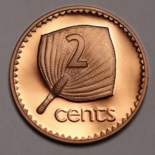 1980  Fiji 2 Cents Proof Coin - QEII KM# 28 Mintage 2.5k