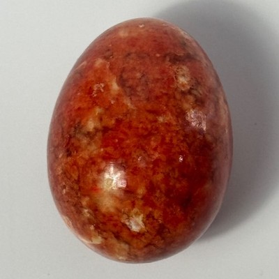 Vibrant Dark Orange Natural Stone Egg Polished Mottled Specimen Veining
