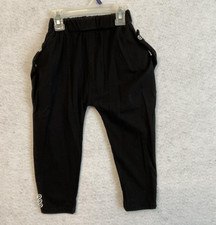 Harem Pants Unisex Kids 2-3T Black Drop Crotch Pull On Elastic Waist O Ring