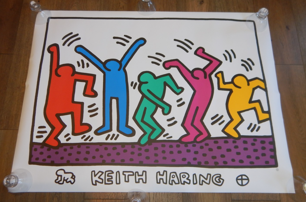 KEITH HARING ESTATE UNTITLED (DANCE) LITHOGRAPH PRINT, OVERSIZED