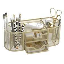 Mesh Desk Organizer, Desk Organizers and Accessories, Pen Holder Golden Yellow