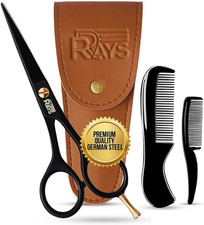 5 Inch German Mustache Scissors for Men with Beard Comb Travel Pouch Trim