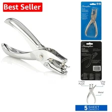 Elegant Chrome Manual Hole Punch - 5 Sheet Capacity, Perfect for Professionals