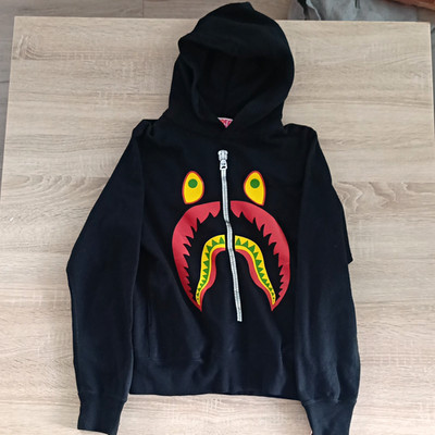 A Bathing Ape Herren Kapuzenpullover Schwarz Full-Zip Hoodie Shark Fleece S Size