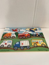 Melissa Doug Vehicles Wooden Peg Puzzle Complete 8 Piece Cars Trucks Airplane