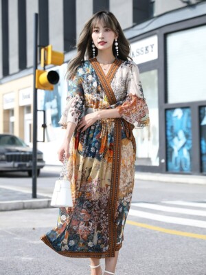 white christmas dresses Andrea Wrap Around Polyester Cotton Dress – OverStacked main image 0