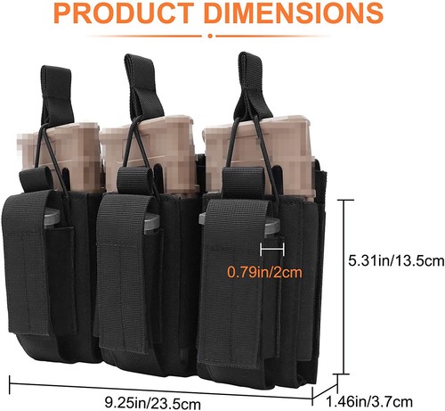 9mm Tactical Magazine Pouch - Triple / Double / Single Airsoft MOLLE Mag Holder - Picture 11 of 24